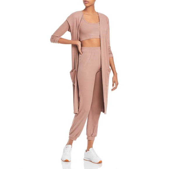 Aqua Cardigan Ribbed Duster Cafe Brown Women Sz S NEW NWT BL9 - Picture 2 of 3